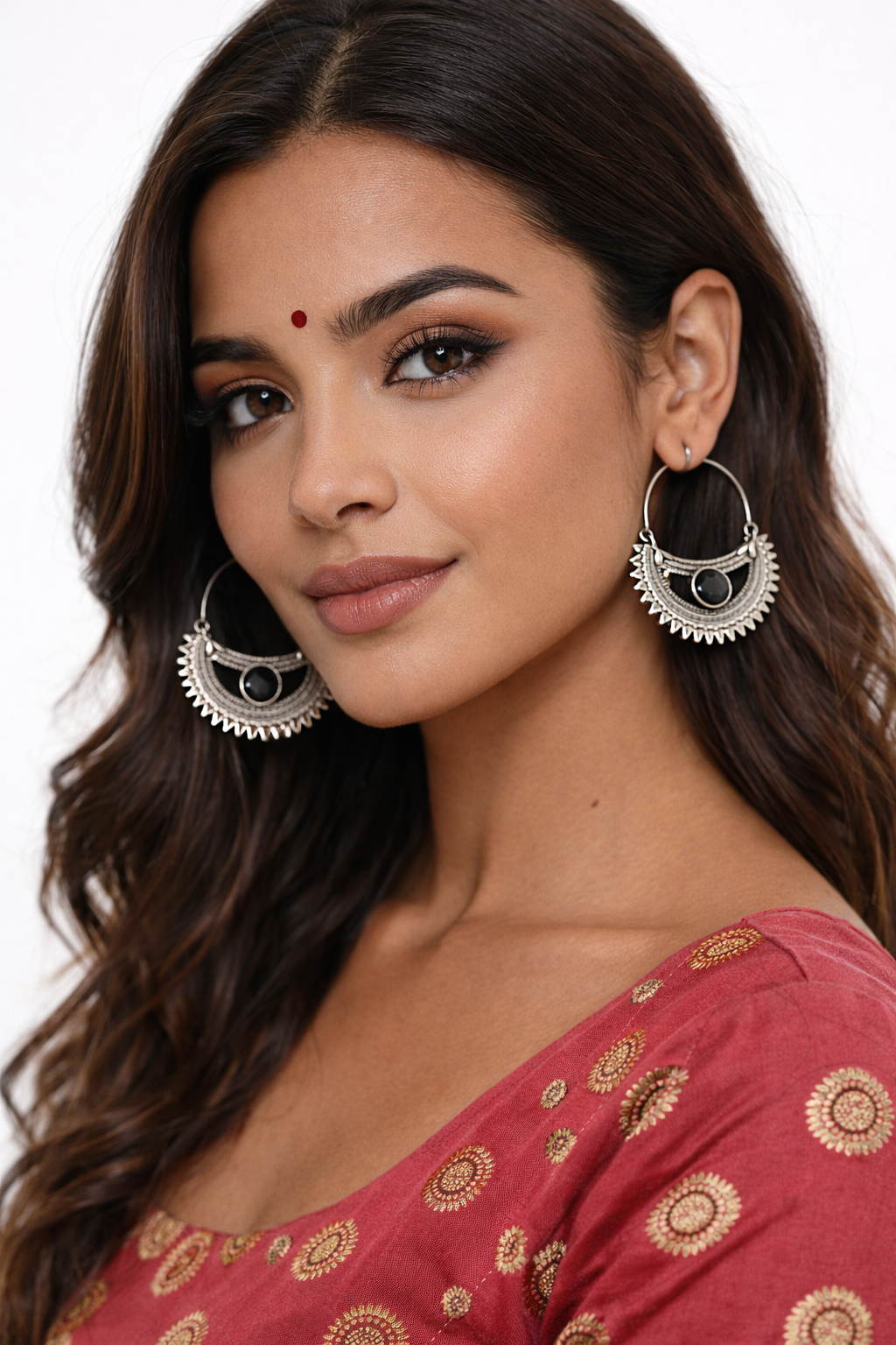 Silver_Chandrika_Noir_Hoop_Earrings_For_Women